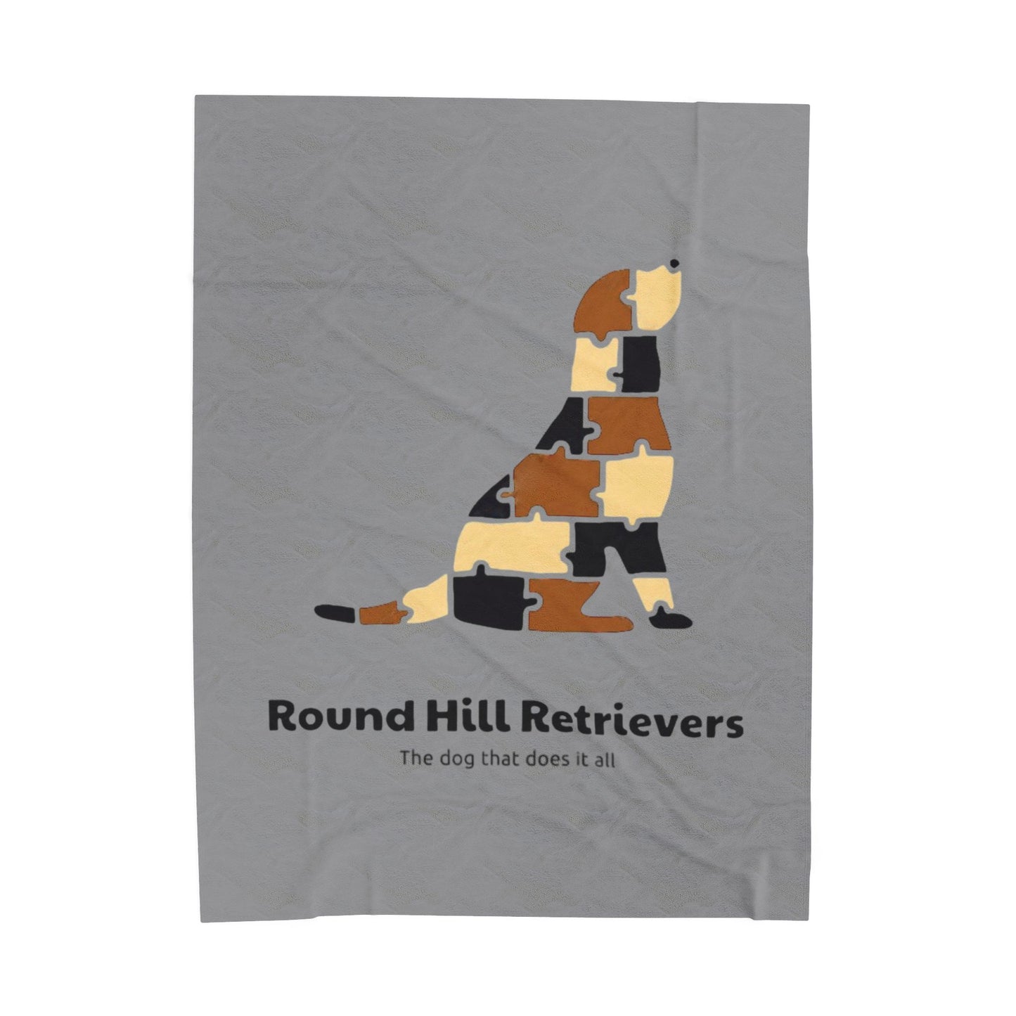 Round Hill Retrievers Gray Plush Blanket