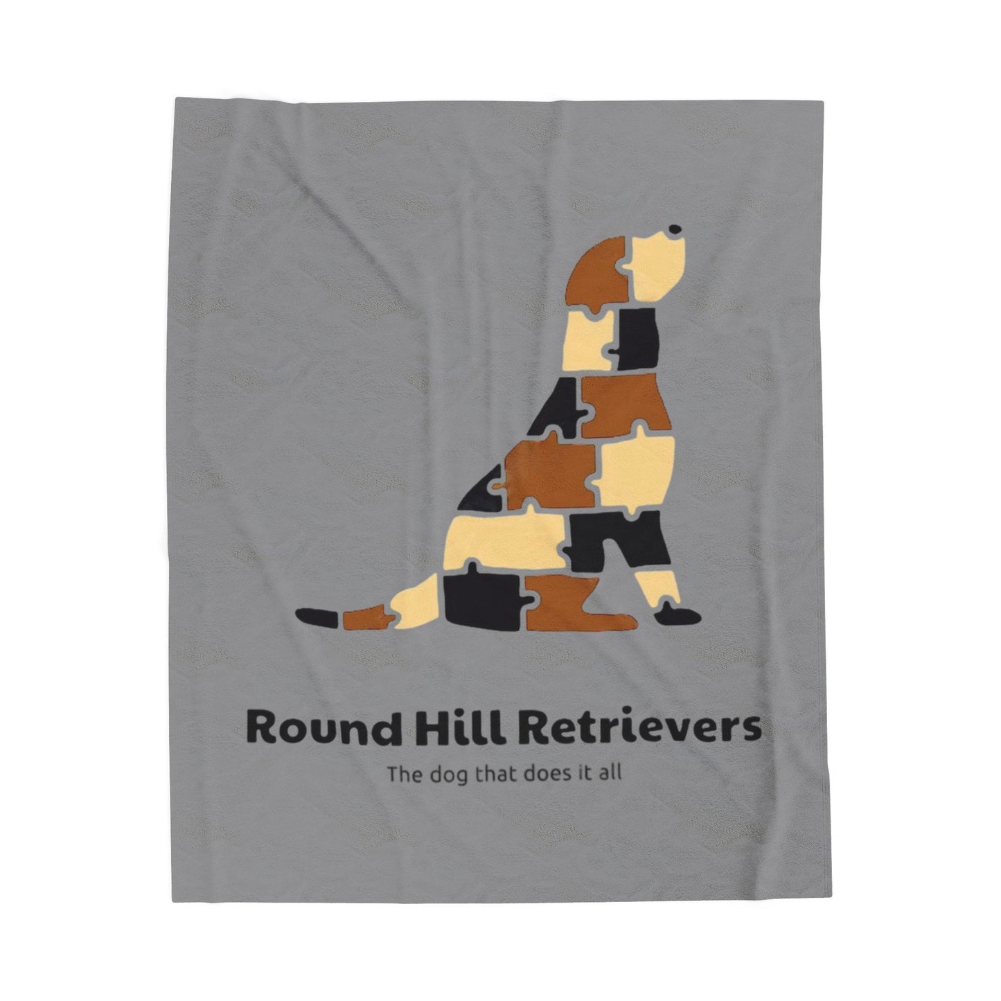 Round Hill Retrievers Gray Plush Blanket